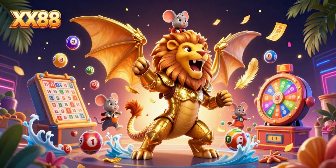 Engage with XX88's vibrant world of luck and winning opportunities featuring lottery balls and exciting prize elements.