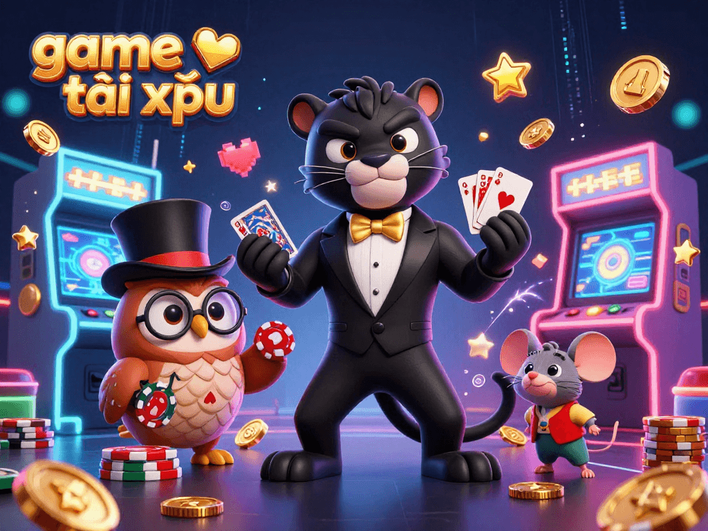 Experience game tài xỉu excitement with charming characters and vivid casino elements.