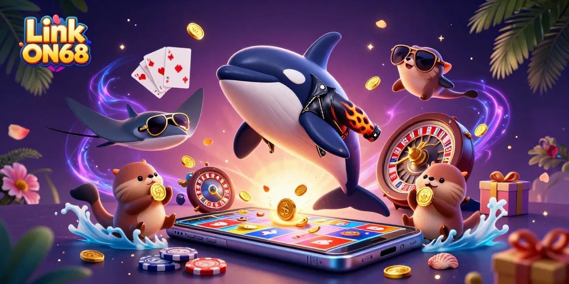 Win big at Link ON68 with a 3D whale, stingray, and otters celebrating unique rewards!