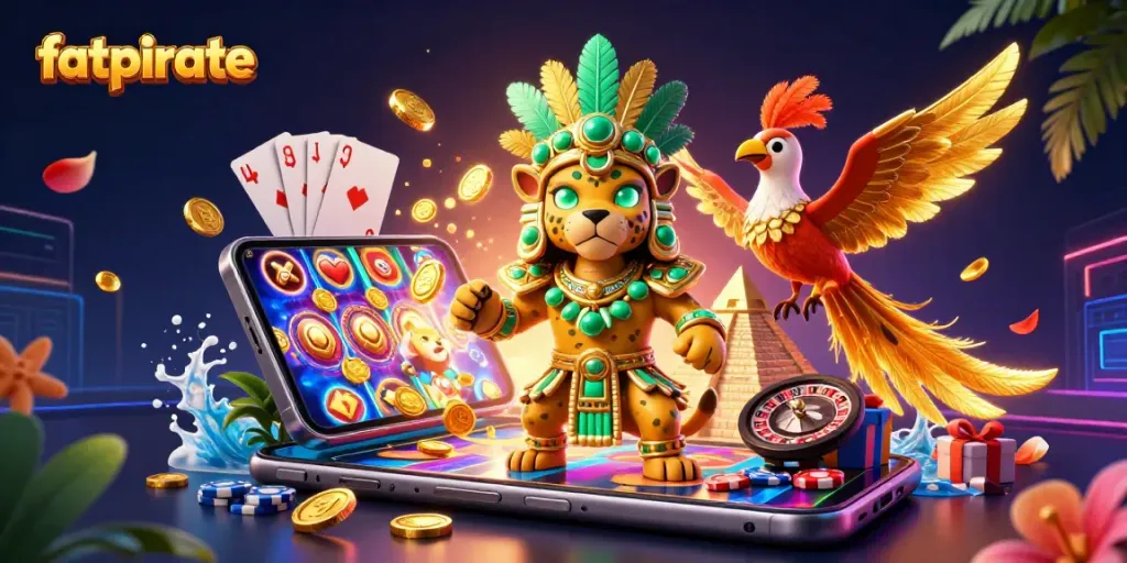 Experience the vibrant world of fatpirate casino with spinning reels, vibrant characters, and gaming excitement.