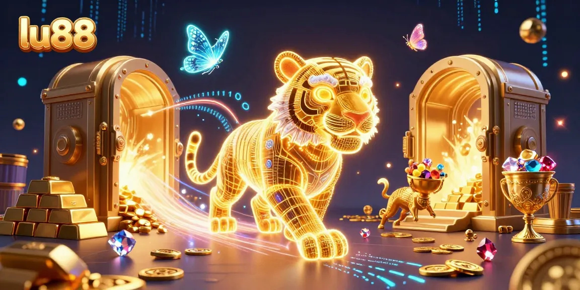 Experience exciting gameplay at lu88 with vibrant golden tiger and dazzling treasures in a digital casino.