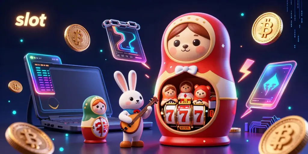 Experience the thrill of slot gaming with vibrant 3D characters and dynamic casino elements.