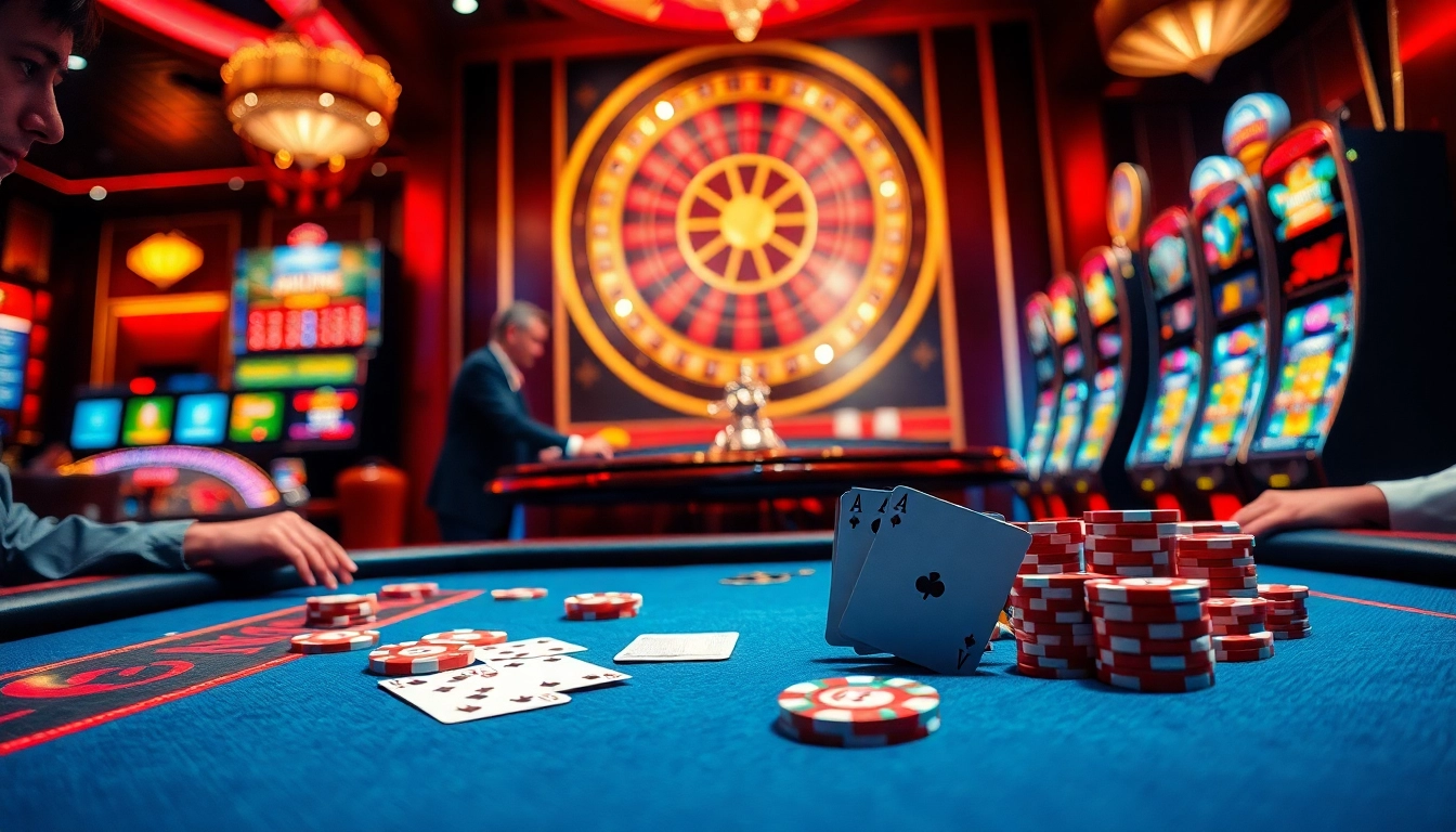 Engage with thrilling games at https://god55.us.com/ featuring a colorful casino scene with poker tables and roulette wheels.