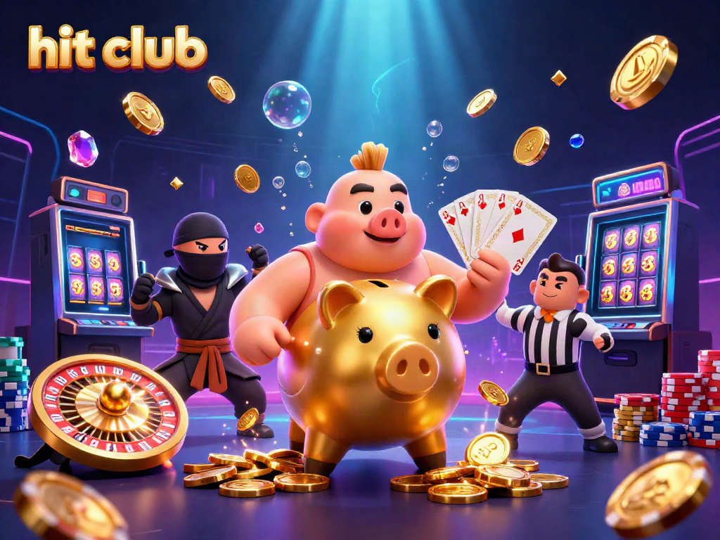 Engage with Hit Club's thrilling world of gambling, featuring charismatic characters and dynamic casino elements.