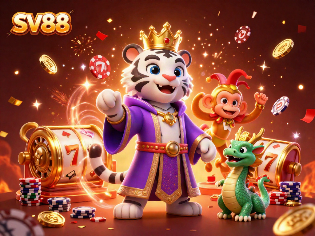 Experience dynamic gaming excitement with the SV88 casino scene featuring vibrant characters and rich visuals.