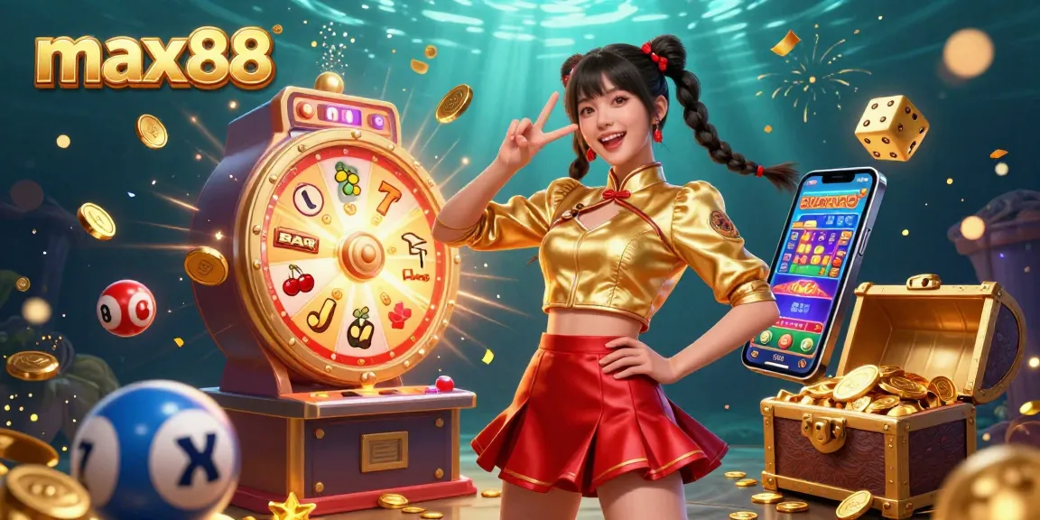 Experience the thrill of max88 with vibrant slot machines, dazzling jackpots, and festive confetti.