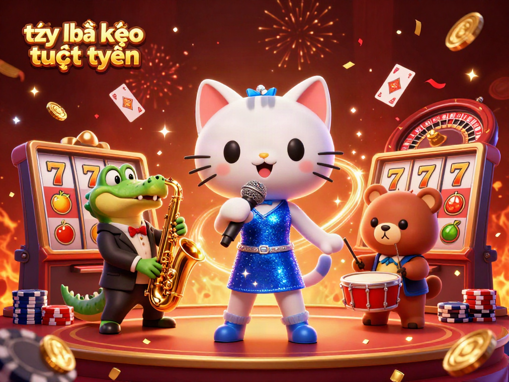 Join the fun with tỷ lệ kèo trực tuyến in this vibrant 3D casino scene filled with excitement.