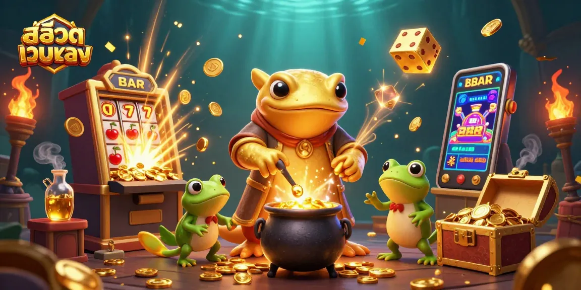 Experience the thrill of สล็อตเว็บตรง with a vibrant 3D alchemist casino scene.