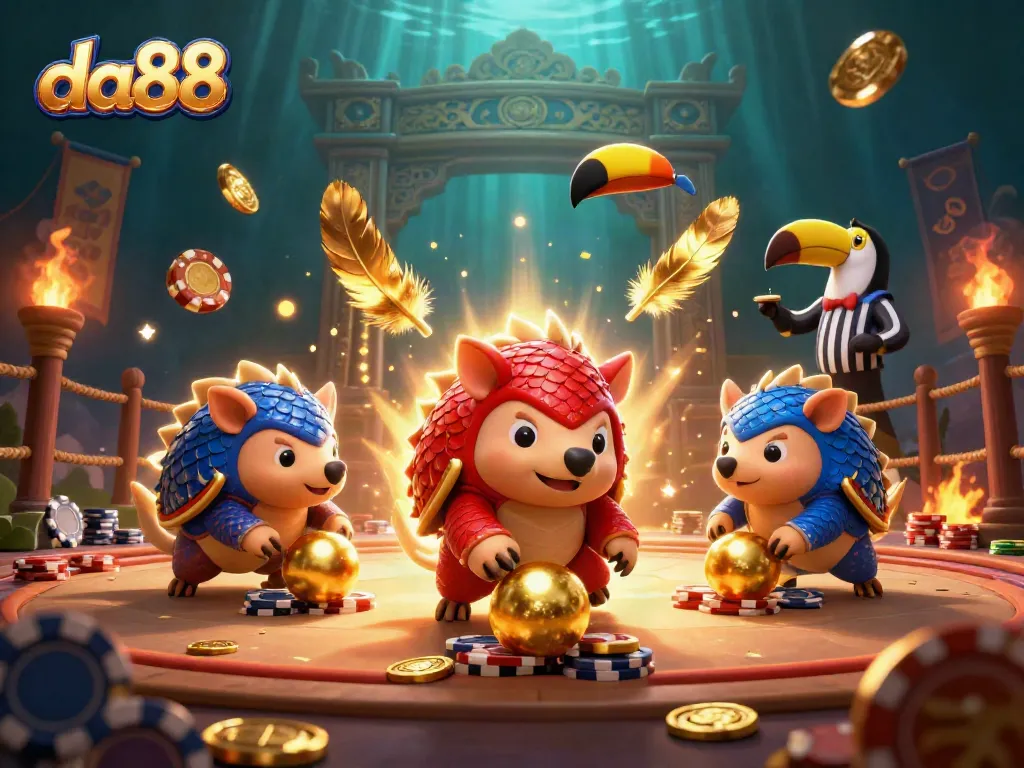 Compete in da88 gambling actions with rival pangolins in an immersive casino scene.