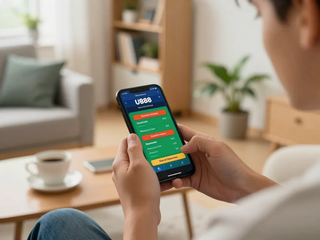 Engaging mobile gaming session with U888 app showcasing strategic betting choices