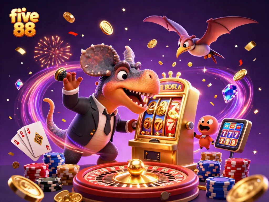Experience thrilling moments at five 88, where a pachycephalosaurus wins big at the slot machine!