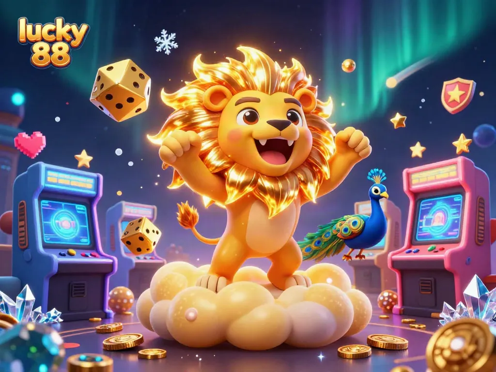 Experience the excitement of lucky 88 with this vibrant 3D casino illustration, featuring dazzling gaming elements.