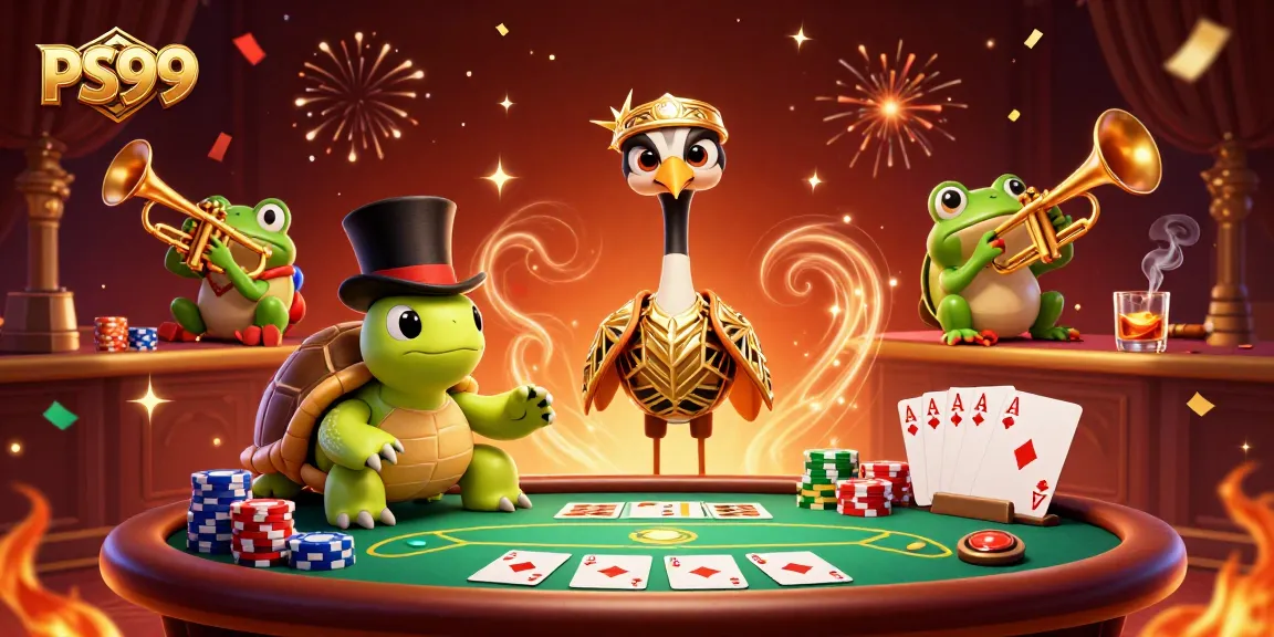 Experience thrilling gameplay at PS99 with poker adventures and festive illustrations.