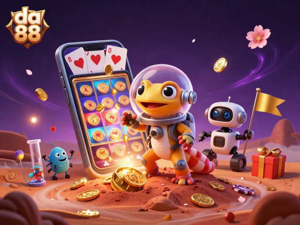 Experience thrilling wins with da 88 in a vibrant 3D casino universe featuring unique characters and lively elements.