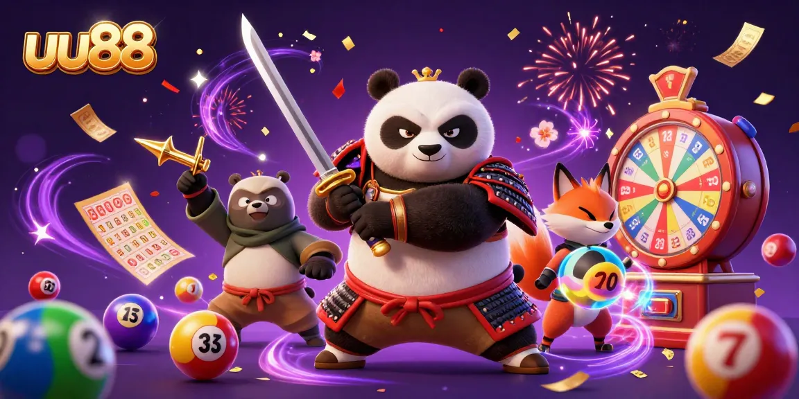 Experience thrilling gameplay at uu88 with a vibrant fantasy casino scene featuring samurai panda and dynamic elements.