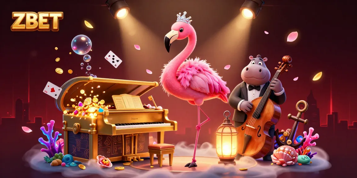 ZBET offers thrilling online gaming experiences with vibrant action from a 3D flamingo singer and hippo bassist.
