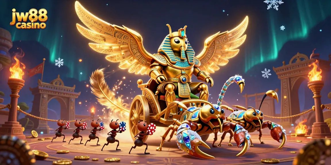 Experience thrilling gameplay at jw88 casino with a vibrant 3D scene of excitement and riches.
