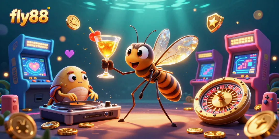 Experience excitement with fly88 at an underwater casino scene featuring vibrant characters and games.