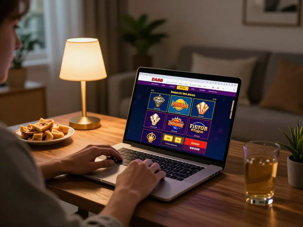 Engaged player strategizing on DA88 online casino site during a relaxed home gaming session.