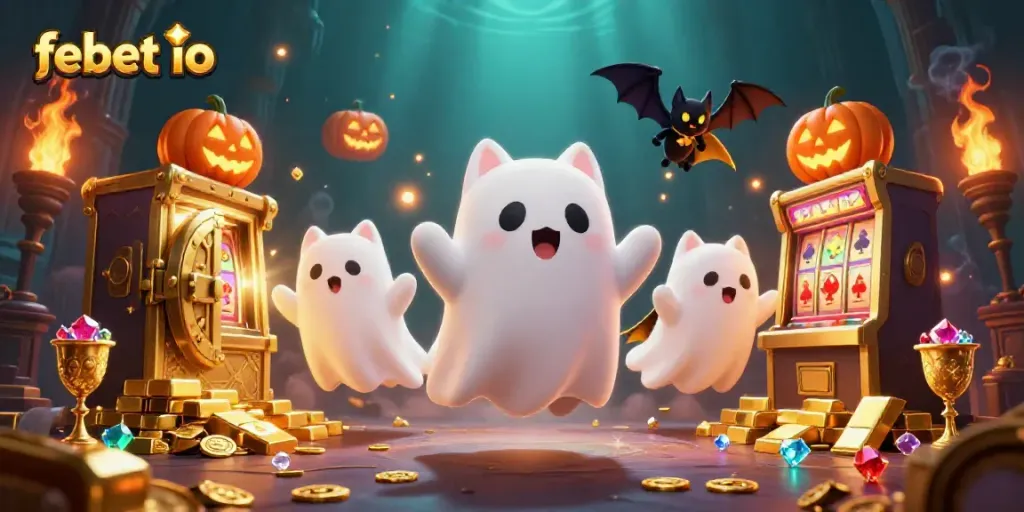 Experience thrilling gaming with febet io as a ghost cat explores a haunted casino.