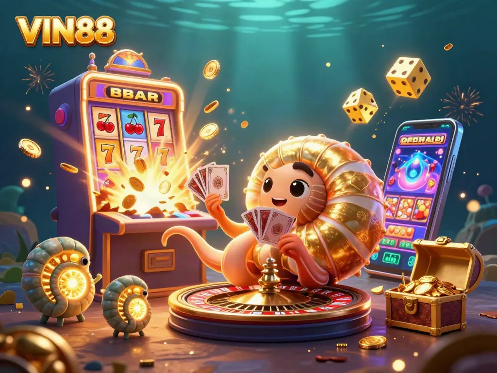 Engage in thrilling gameplay at VIN88 with vibrant casino elements and captivating characters!