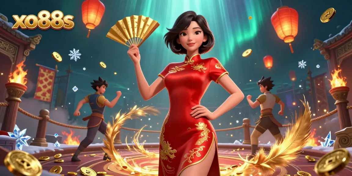 Experience thrilling gaming at xo88s with a vibrant Asian-themed casino illustration featuring dynamic elements.