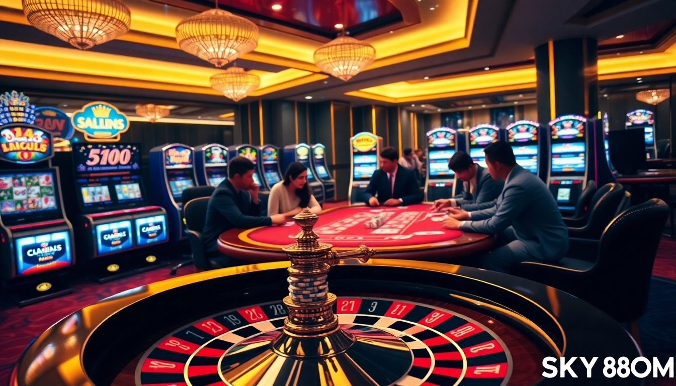 Experience the thrill of betting at SKY88 COM's luxurious casino atmosphere with poker action.
