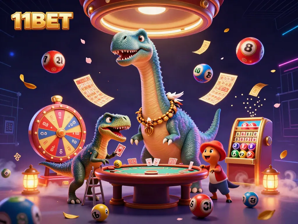 Experience exciting gaming at 11BET, featuring vibrant lottery elements and animated deals.