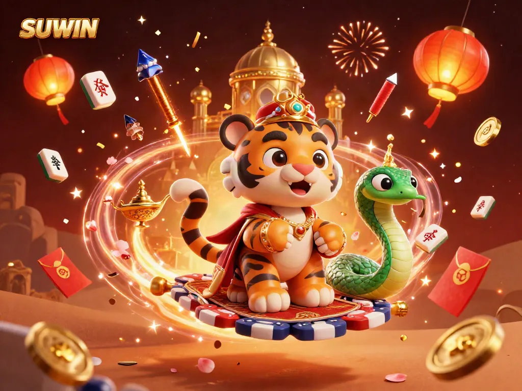 Suwin's immersive online gaming experience, featuring vibrant characters and casino elements for thrilling gameplay.