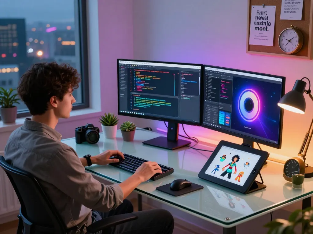 Innovative AI development workspace featuring juicy ai tools and character designs