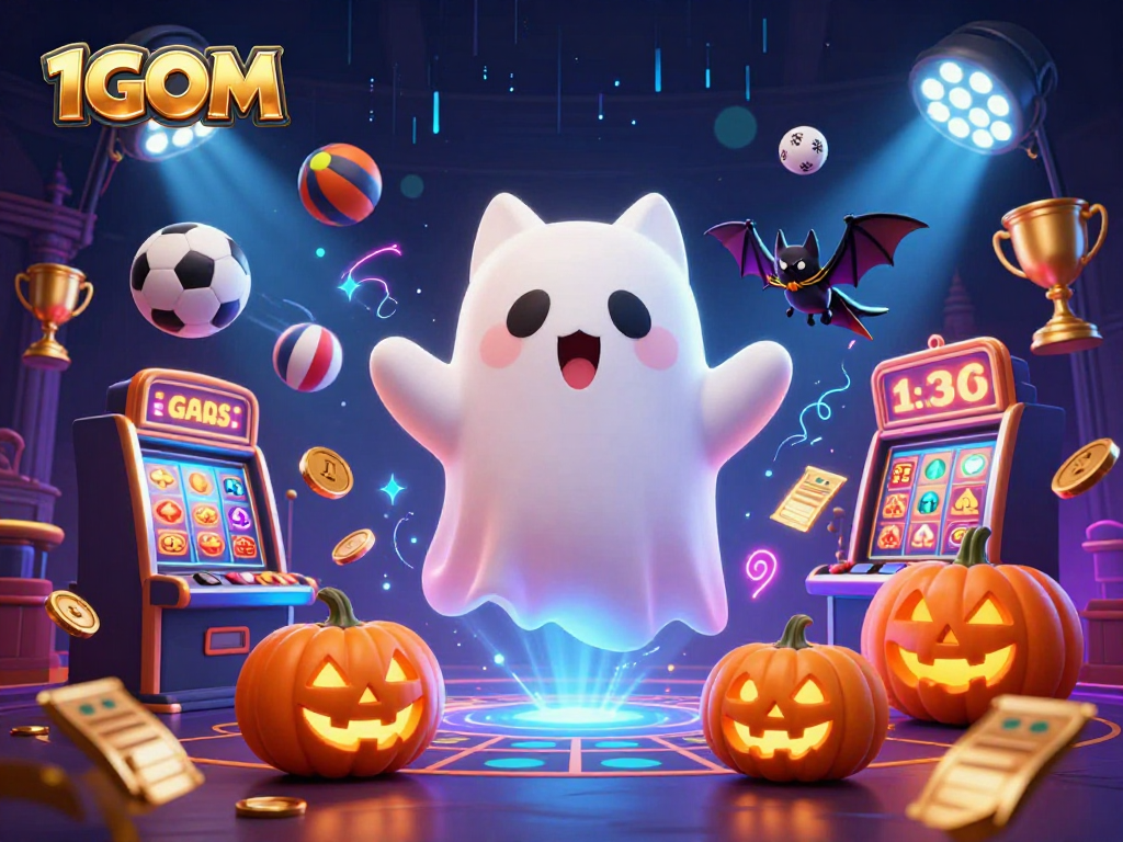 Bet on exciting games and win big with 1GOM at the vibrant haunted casino atmosphere.