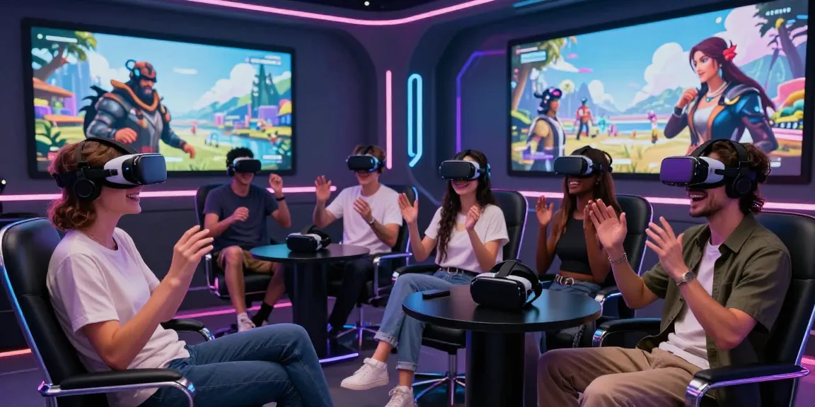 Interactive lounge featuring diverse users enjoying NSFW character AI avatars in a futuristic setting.