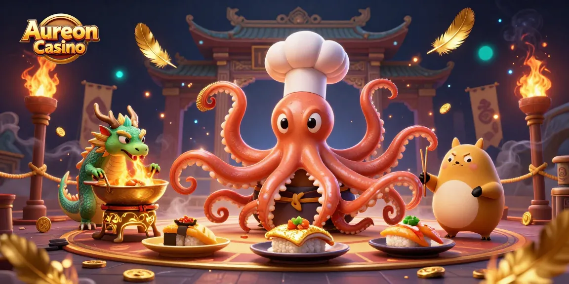 Aureon Casino offers vibrant gameplay with a dynamic scene of characters engaging in casino excitement.