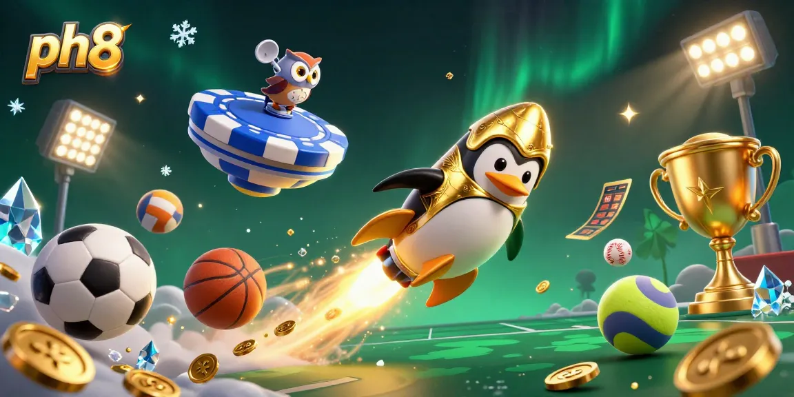 Experience thrilling gameplay with the ph8 penguin and its dazzling casino universe in this immersive scene.