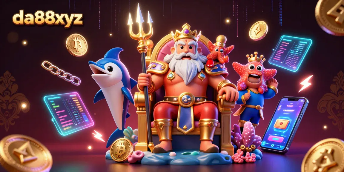 Experience immersive gaming with da88xyz in this vibrant 3D casino-themed digital illustration.